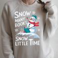 Snow Many Books Snow Little Time Bookworm Snowman Reading Raglan Sleeve Sweatshirt Heather Forest