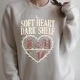 Soft Heart Dark Shelf Dark Romance Book Lover Goth Reading Raglan Sleeve Sweatshirt Heather Forest
