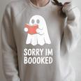 Sorry Im Boooked Reading Ghost Book Meme Raglan Sleeve Sweatshirt Heather Forest