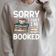 Sorry Can't I'm Booked- Bookworm Book Nerd Book Reader Raglan Sleeve Sweatshirt Heather Forest