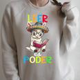 Spanish Reading Book Lover Sloth Maestra Leer Es Poder Raglan Sleeve Sweatshirt Heather Forest