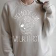 Spicy Book Club Women Dark Romance Lover Bookish Skeleton Raglan Sleeve Sweatshirt Heather Forest