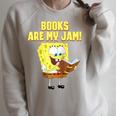 SpongeBob Loves Reading Books Are My Jam Raglan Baseball Tee Raglan Sleeve Sweatshirt Heather Forest