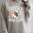 Spooky Book Club Cute Ghost Reading Book Halloween Costume Raglan Sleeve Sweatshirt Heather Forest