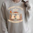 Spooky Coffee & Books Ghost Autumn Reading Raglan Sleeve Sweatshirt Heather Forest