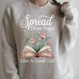 Spread Those Pages Like A Good Girl Bookworm Book Lover Raglan Sleeve Sweatshirt Heather Forest Spread Those Pages Like A Good Girl Bookworm Book Lover Raglan Sleeve Sweatshirt Heather Forest