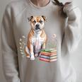 Staffordshire Bull Terrier Books Flowers Book Reading Raglan Sleeve Sweatshirt Heather Forest Staffordshire Bull Terrier Books Flowers Book Reading Raglan Sleeve Sweatshirt Heather Forest