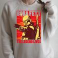 Star Wars The Book Of Boba Fett The Legend Lives Poster V-2 Raglan Sleeve Sweatshirt Heather Forest