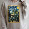 Starry Dragon Reading Book The Reader Fantasy Reader Raglan Sleeve Sweatshirt Heather Forest
