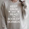 Stay Calm And Read The Book Of Mormon Raglan Sleeve Sweatshirt Heather Forest
