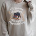 I Stay Home I Read Books I Pet My Cat I Regret Nothing Premium Tri-Blend Raglan Sleeve Sweatshirt Heather Forest