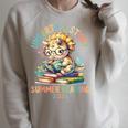 Summer Reading 2026 Books Dino Kids Librarian Tees Raglan Sleeve Sweatshirt Heather Forest