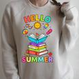 Summer Reading Books Librarian Teacher Last Day Of School Raglan Sleeve Sweatshirt Heather Forest