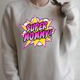 Super Mommy Comic Book Superhero Mother's Day Raglan Sleeve Sweatshirt Heather Forest