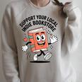 Support Your Local Indie Bookstore Book Cute Character Raglan Sleeve Sweatshirt Heather Forest