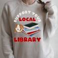 Support Your Local Library Guinea Pig Book Reader Raglan Sleeve Sweatshirt Heather Forest