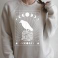 Tarot Card Raven Crow On Books Dark Academia Aesthetic Raglan Sleeve Sweatshirt Heather Forest