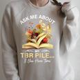 TBR Pile Bookworm Reading Books For a Book Lover Raglan Sleeve Sweatshirt Heather Forest