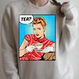 Tea Pop Art Comic Book Cartoon Tea Party Tea Lover Drinking Raglan Sleeve Sweatshirt Heather Forest