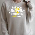 I Teach Super Heroes Comic Book Hero Pre-K Teacher Raglan Sleeve Sweatshirt Heather Forest