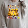 I Teach Super Heroes Comic Book Hero Teacher Raglan Sleeve Sweatshirt Heather Forest