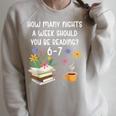 Teacher 67 Six Seven Meme Reading 6-7 Book Lover Raglan Sleeve Sweatshirt Heather Forest