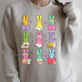 Teacher Easter Reading Bunnies Book Lover Bunny Raglan Sleeve Sweatshirt Heather Forest