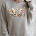 Teacher Gnome Motif Floral Stack Of Books Decor Cute Reading Raglan Sleeve Sweatshirt Heather Forest