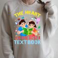 Teacher Heart Text Book For Men Women Raglan Sleeve Sweatshirt Heather Forest