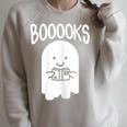Teacher Librarian Halloween Cute Ghost Books Library Women Raglan Sleeve Sweatshirt Heather Forest