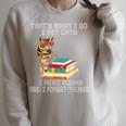 That's What I Do I Pet Cats I Read Books And I Forget Things Raglan Sleeve Sweatshirt Heather Forest