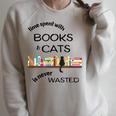 Time Spent With Books & Cats Is Never Wasted Raglan Sleeve Sweatshirt Heather Forest