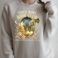 Tired Moms Book Club Cozy Night Coffee Reading Cat Raglan Sleeve Sweatshirt Heather Forest