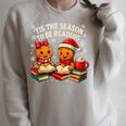 ’Tis The Season To Be Reading Book Lover Raglan Sleeve Sweatshirt Heather Forest