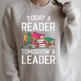 Today a Reader Tomorrow a Leader Books Raglan Sleeve Sweatshirt Heather Forest
