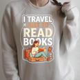 I Travel Just To Read Books For Women Vacation Raglan Sleeve Sweatshirt Heather Forest