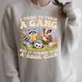 I Tried To Form A Gang But It Turned Into A Book Club Groovy Raglan Sleeve Sweatshirt Heather Forest