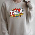 TSLA To The Moon Comic Book Style Splash Raglan Sleeve Sweatshirt Heather Forest