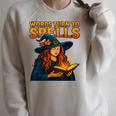 Words Turn To Spells Witchy Magic Book Aesthetic Raglan Sleeve Sweatshirt Heather Forest