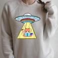 Ufo Abduction Red Panda Reading Book Raglan Sleeve Sweatshirt Heather Forest