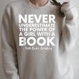 Never Underestimate The Power Of A Girl With A Book RGB Raglan Sleeve Sweatshirt Heather Forest