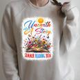 Unearth A Story Reading Book Flowers Summer Reading 2026 Raglan Sleeve Sweatshirt Heather Forest