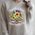 Unearth A Story Summer Reading 2026 Flower Butterfly Book Premium Tri-Blend Raglan Sleeve Sweatshirt Heather Forest