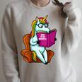 Unicorn Librarian For A Teacher Reading Book In School Raglan Sleeve Sweatshirt Heather Forest