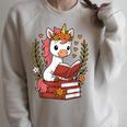 Unicorn Reading Book Graphic Unicorn With Book Floral Raglan Sleeve Sweatshirt Heather Forest