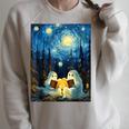 Van Gogh Starry Night Ghost Book Reading Camping Halloween Raglan Sleeve Sweatshirt Heather Forest Van Gogh Starry Night Ghost Book Reading Camping Halloween Raglan Sleeve Sweatshirt Heather Forest