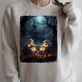 Vintage Boo Halloween Camping Reading Teacher Books Ghost Raglan Sleeve Sweatshirt Heather Forest