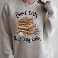 Vintage Fantasy Romance Lover Good Girls Read Dirty Books Raglan Sleeve Sweatshirt Heather Forest