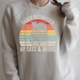 Vintage Retro Easily Distracted By Cats And Books Cat Raglan Sleeve Sweatshirt Heather Forest Vintage Retro Easily Distracted By Cats And Books Cat Raglan Sleeve Sweatshirt Heather Forest
