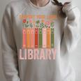 Vintage Support Your Local Library Book Readers Lovers Raglan Sleeve Sweatshirt Heather Forest